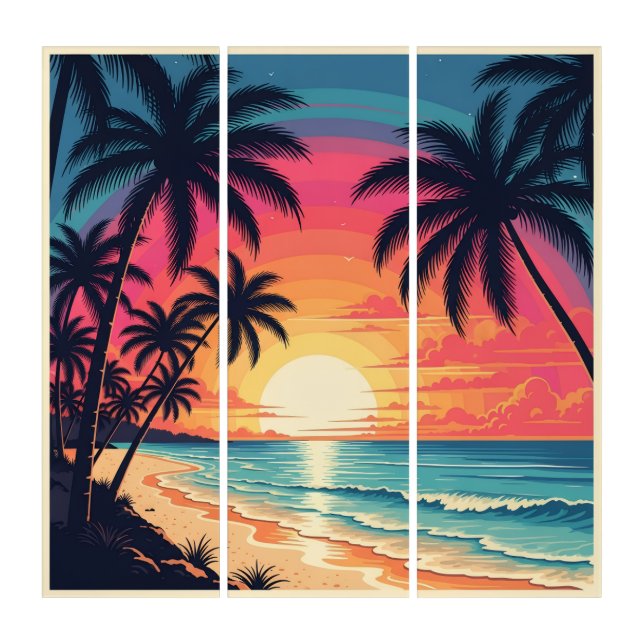 Florida Tropical Sunset Triptych (Front)