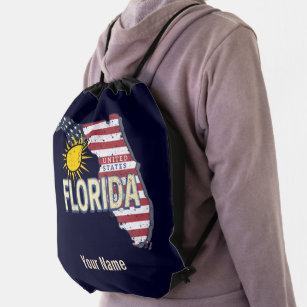 Florida United States Retro Map Vintage USA Drawstring Bag