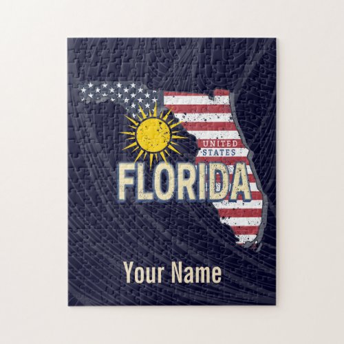 Florida United States Retro Map Vintage USA Jigsaw Puzzle