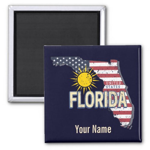 Florida United States Retro Map Vintage USA Magnet