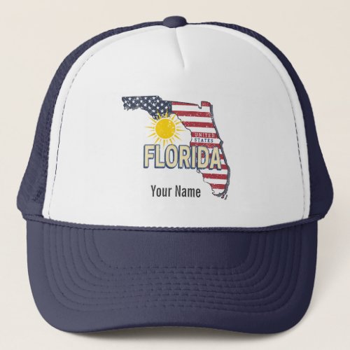 Florida United States Retro Map Vintage USA Trucker Hat