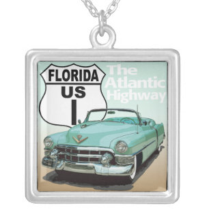 Florida US Route 1 - The Atlantic Highway Silver Plated Necklace