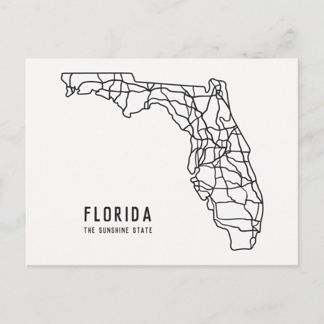 Florida US State road map - Sunshine State map Postcard (Front)