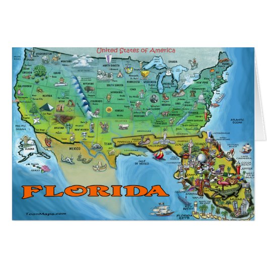 Florida USA Map Cards (Front Horizontal)