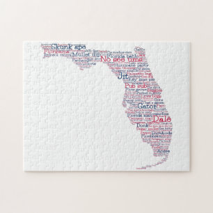 Florida USA Slang Word Art Map Jigsaw Puzzle