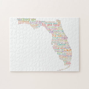 Florida USA Slang Word Art Map Jigsaw Puzzle