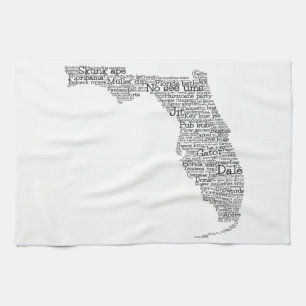 Florida USA Slang Word Art Map Kitchen Towel