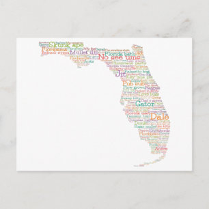 Florida USA Slang Word Art Map Postcard