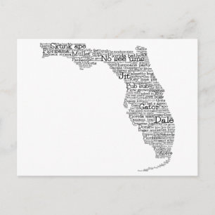 Florida USA Slang Word Art Map Postcard