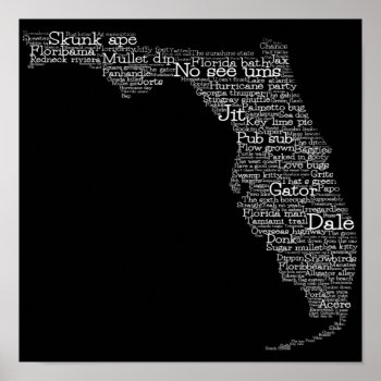 Florida Usa Slang Word Art Map  Poster by LifeOfRileyDesign at Zazzle