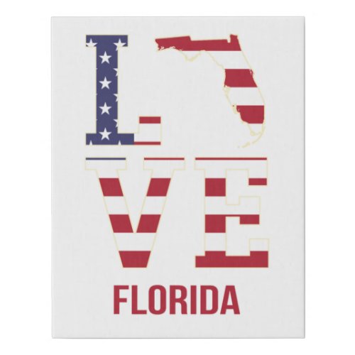 Florida USA State Love Faux Canvas Print