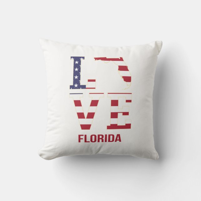 Florida USA State Love Throw Pillow (Front)