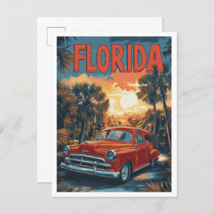 Florida USA Vintage Illustration Travel Postcard