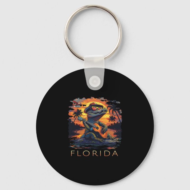 Florida Vacation Cute Alligator  Keychain (Front)