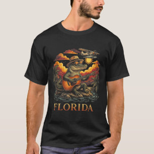 Florida Vacation Cute Alligator Playing Guitar T-Shirt