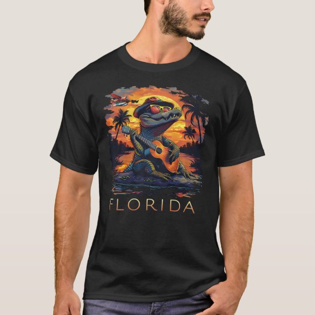 Florida Vacation Cute Alligator T-Shirt (Front)