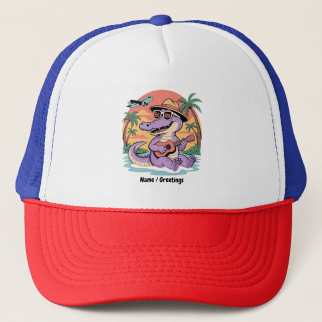 Florida Vacation Cute Cool Summer Alligator Funny Trucker Hat (Front)