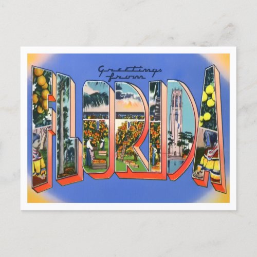 Florida Vintage Big Letters Postcard