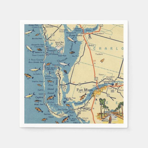 Florida Vintage Map Party Napkins