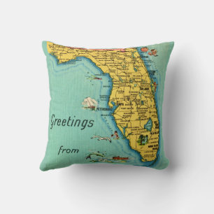Florida Vintage Map  Throw Pillow