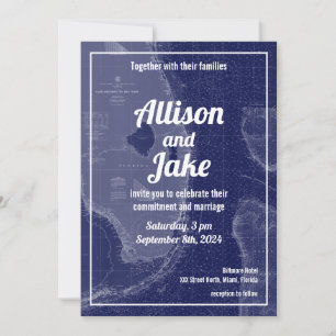 Florida Vintage Map Wedding Invitation