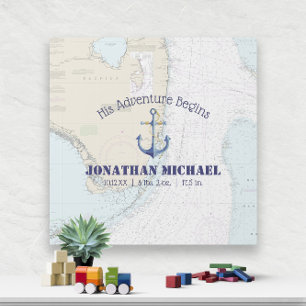 Florida Vintage Nautical Nursery  Gallery Wrap