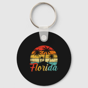 Florida vintage palm tree sunset tropical family keychain
