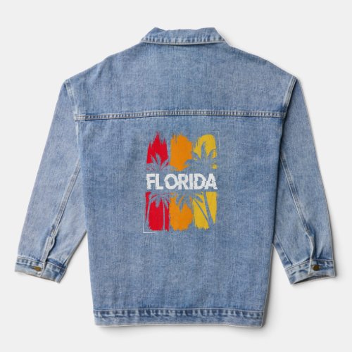 Florida Vintage Retro Tropical Summer FL Miami Flo Denim Jacket
