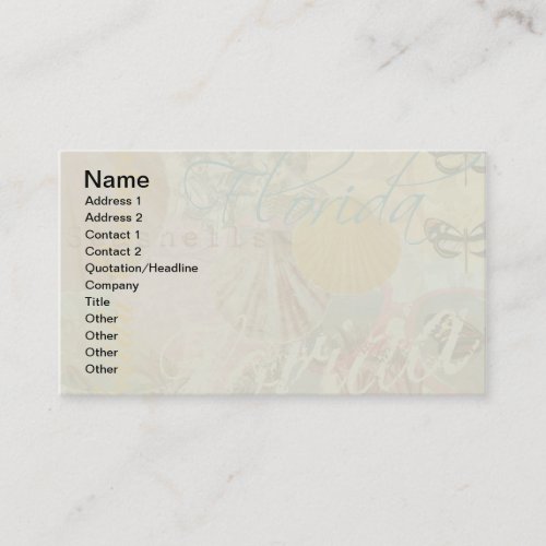 Florida Vintage Travel Beach Seashell Shell Art Business Card