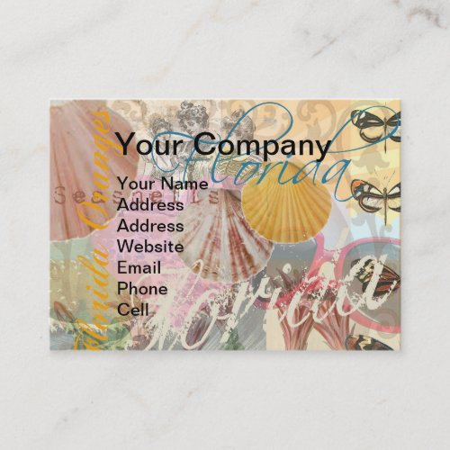 Florida Vintage Travel Beach Seashell Shell Art Business Card