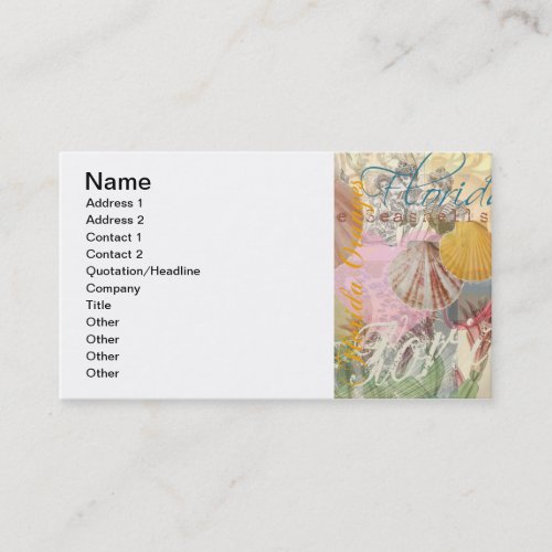 Florida Vintage Travel Beach Seashell Shell Art Business Card