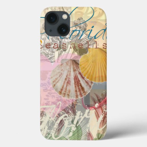 Florida Vintage Travel Beach Seashell Shell Art iPhone 13 Case