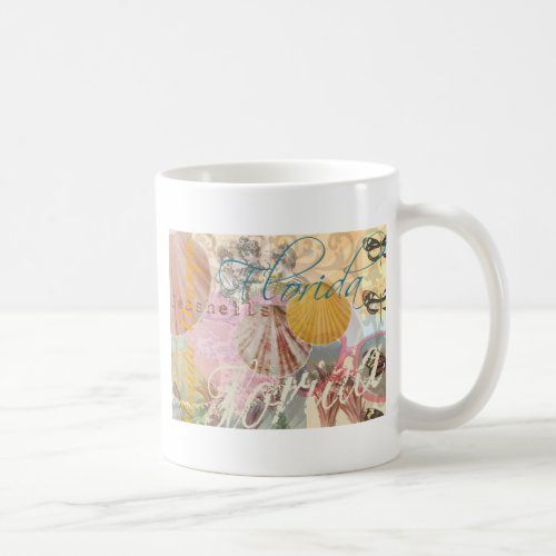 Florida Vintage Travel Beach Seashell Shell Art Coffee Mug