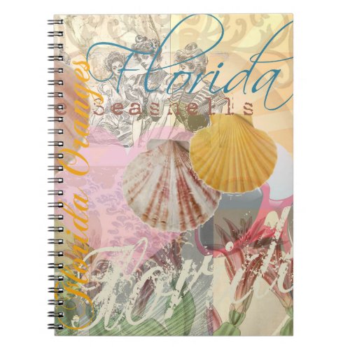 Florida Vintage Travel Beach Seashell Shell Art Notebook