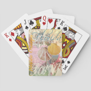 Florida Vintage Travel Beach Seashell Shell Art Poker Cards