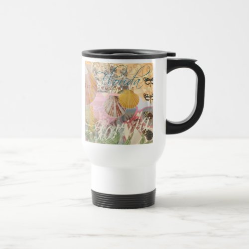 Florida Vintage Travel Beach Seashell Shell Art Travel Mug