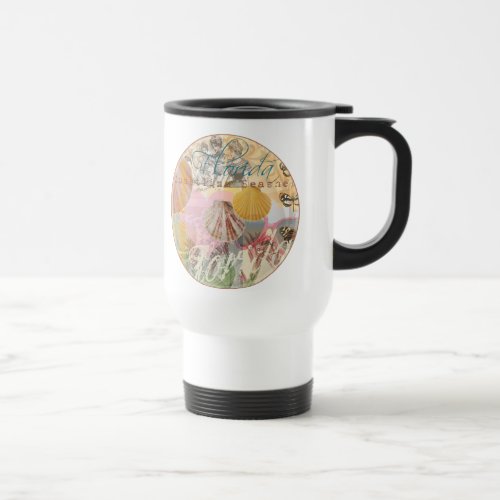 Florida Vintage Travel Beach Seashell Shell Art Travel Mug