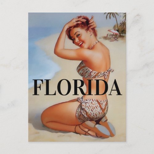Florida VINTAGE TRAVEL PIN UP GIRL Postcard