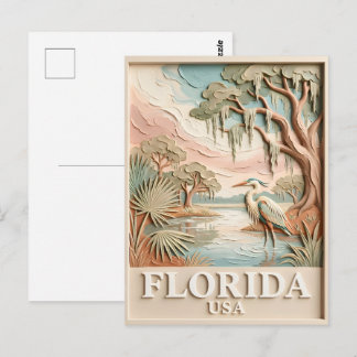 Florida Vintage Tropical Sunset Nature Landscape Postcard