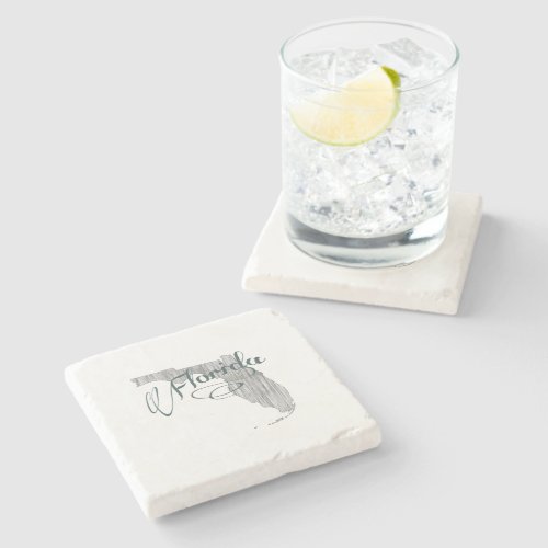 Florida Vintage Typography State Map Shape Gray Stone Coaster