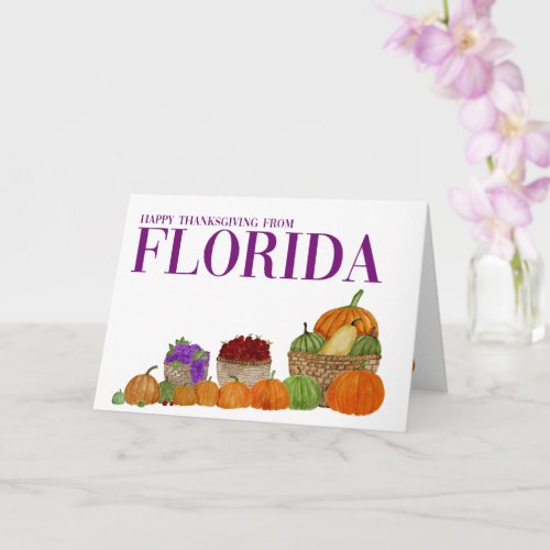 Florida Watercolor Pumpkins Thanksgiving Card