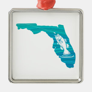 Florida Wave Fishing Metal Ornament