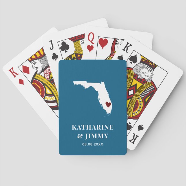 Florida Wedding Favor Deck of Cards, State Map Poker Cards (Back)