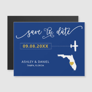 Florida Wedding Save the Date Card, Map Magnetic Invitation