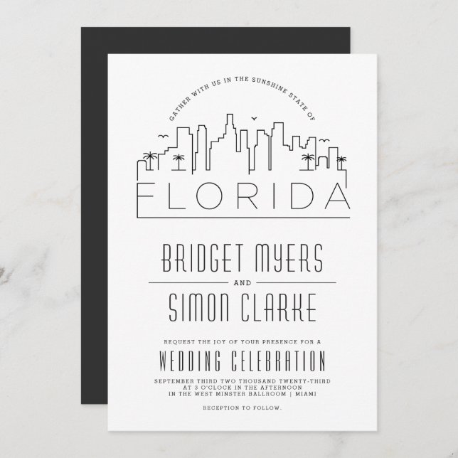 Florida Wedding | Stylized Skyline Invitation (Front/Back)