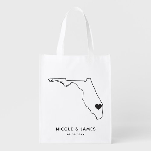 Florida Wedding Welcome Bag Map Tote with Heart