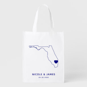 Florida Wedding Welcome Bag Navy Tote with Map
