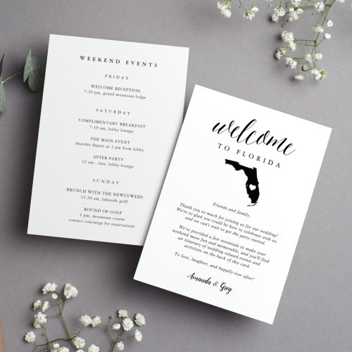 Florida Wedding Welcome Letter  Itinerary