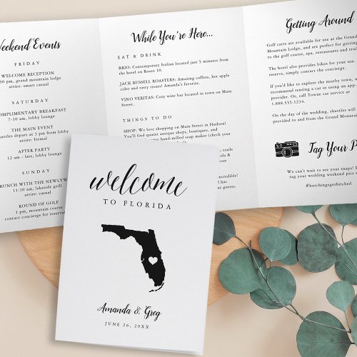 Florida Wedding Welcome Letter  Itinerary Tri_Fold Program