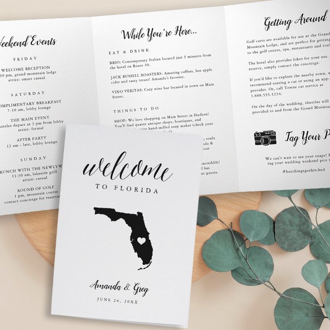 Florida Wedding Welcome Letter & Itinerary Tri-Fold Program (Creator Uploaded)